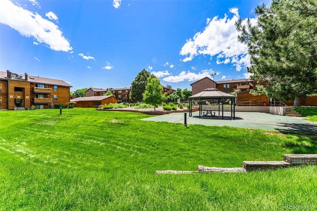 view of yard with a gazebo