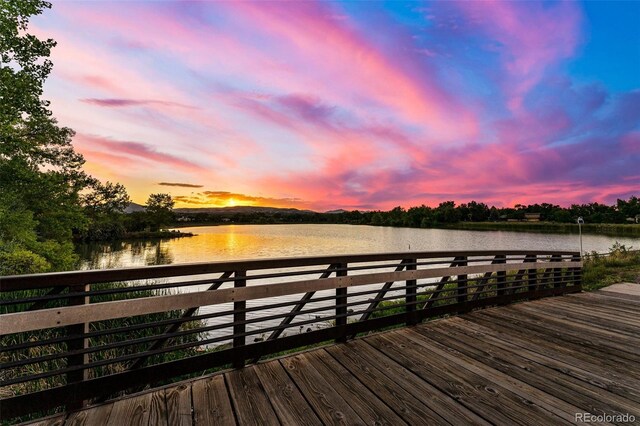 dock area featuring a water view