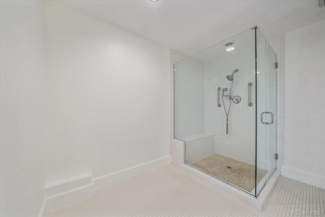 300 Hudson St Unit 203, Denver, CO 80220 - bathroom featuring a stall shower and tile patterned floors