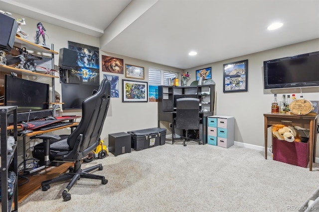 home office featuring carpet floors