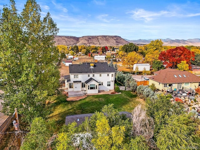 aerial view featuring a mountain view