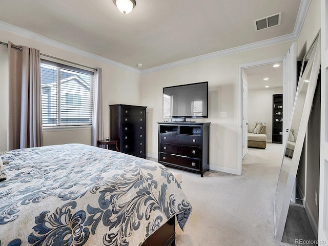 9844 Truckee St, Commerce City, CO 80022 - carpeted bedroom featuring visible vents, baseboards, and ornamental molding