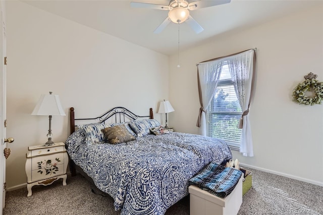 bedroom with carpet flooring and ceiling fan