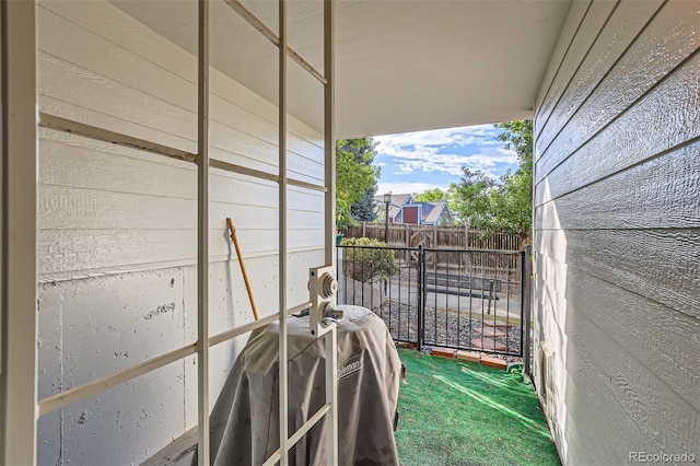 balcony featuring area for grilling