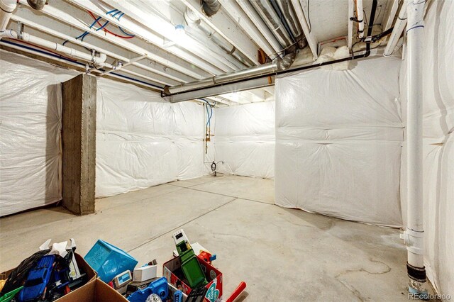 view of unfinished basement