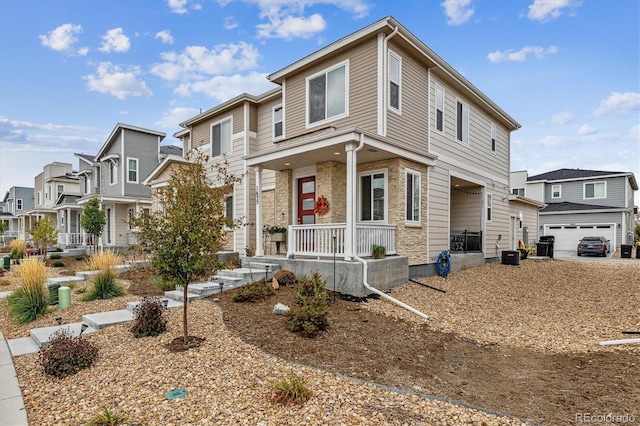 view of front of property with a residential view and central air condition unit