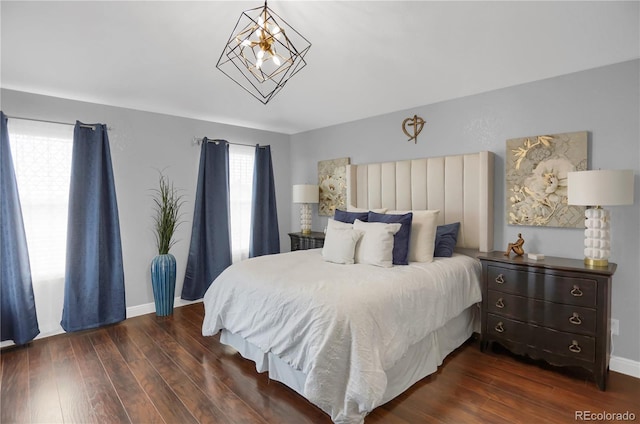 bedroom featuring dark hardwood / wood-style floors