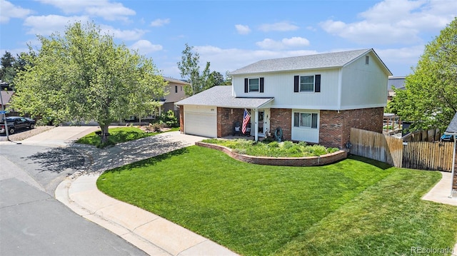 6731 Devinney St, Arvada, CO 80004 - traditional home with brick siding, an attached garage, and concrete driveway