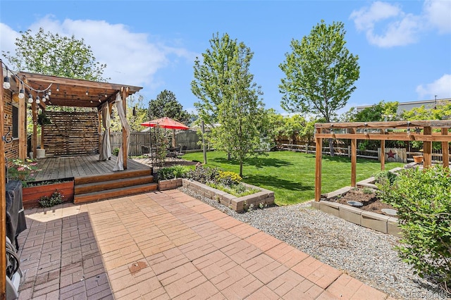6731 Devinney St, Arvada, CO 80004 - view of patio featuring a pergola and a wooden deck