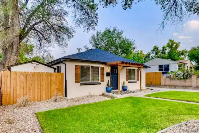 150 S Osceola St, Denver, CO 80219 - view of front of property featuring stucco siding and roof with shingles