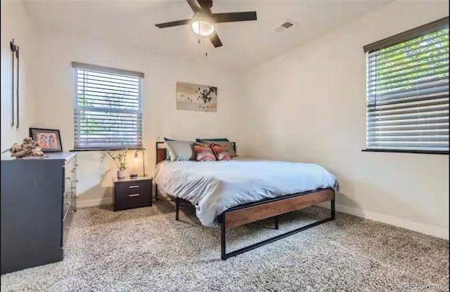 150 S Osceola St, Denver, CO 80219 - bedroom with multiple windows, carpet flooring, and ceiling fan