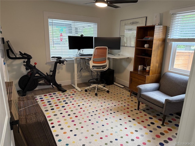 1694 Xanthia St, Denver, CO 80220 - office area featuring ceiling fan and baseboards