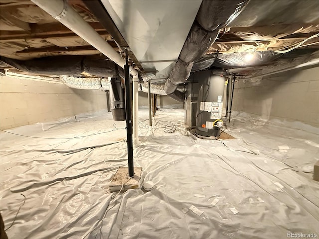 1694 Xanthia St, Denver, CO 80220 - unfinished basement featuring gas water heater