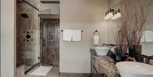 59 Club House Road 1/2Quarter Share D, Breckenridge, CO 80424 - bathroom featuring a stall shower and double vanity