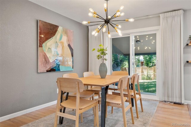 2963 S Vrain St, Denver, CO 80236 - dining room featuring a chandelier and wood finished floors