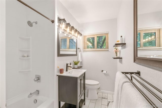 2963 S Vrain St, Denver, CO 80236 - bathroom featuring vanity, bathtub / shower combination, and marble look tile flooring