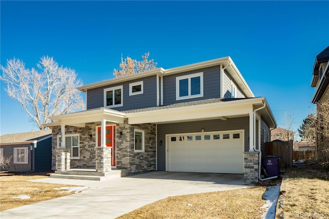 view of front of property with a garage