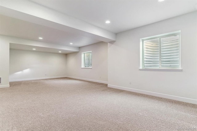 basement with carpet floors