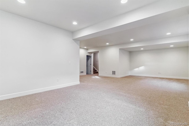 basement featuring carpet