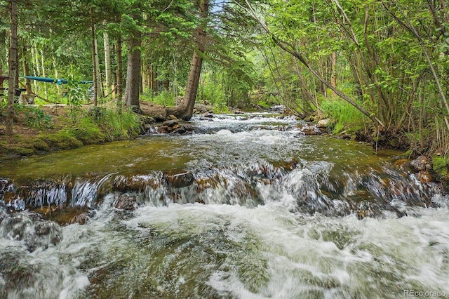 view of wooded area