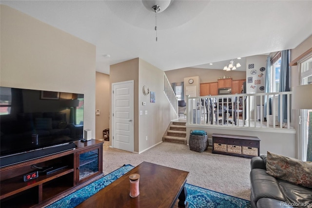 carpeted living room featuring a wealth of natural light