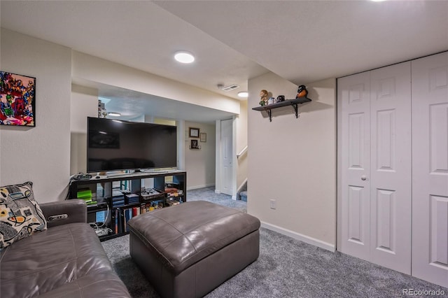 living room featuring carpet