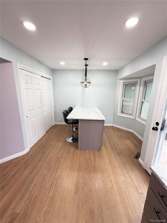 interior space featuring light wood-type flooring