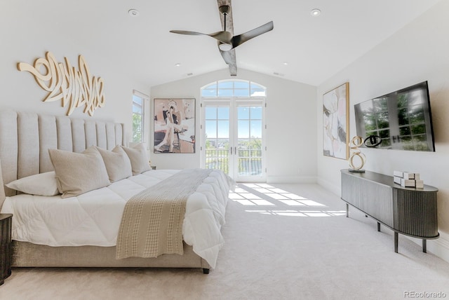 1820 Mallard Dr, Broomfield, CO 80020 - carpeted bedroom with access to outside, lofted ceiling, french doors, baseboards, and ceiling fan