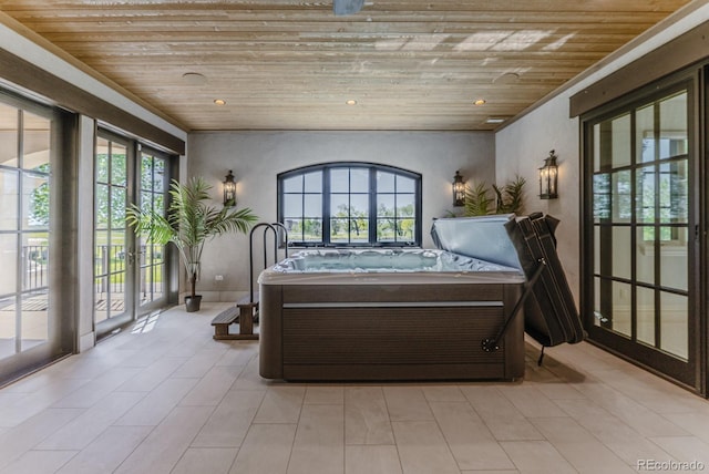 1820 Mallard Dr, Broomfield, CO 80020 - bedroom with wooden ceiling, access to exterior, french doors, and recessed lighting