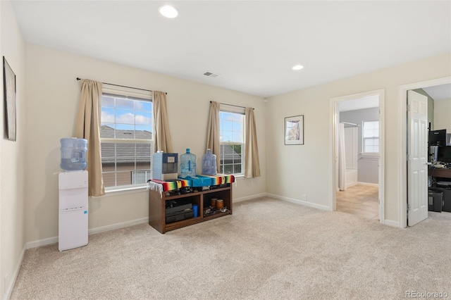2647 Gray Wolf Loop, Broomfield, CO 80023 - rec room featuring carpet flooring, plenty of natural light, and recessed lighting