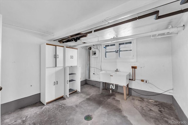 below grade area featuring a sink