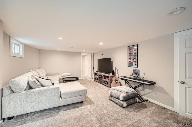 living room with carpet floors