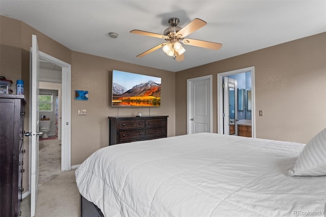 9272 E 108th Ave, Commerce City, CO 80640 - carpeted bedroom featuring connected bathroom and ceiling fan