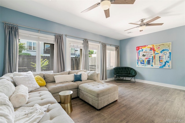 2800 Aurora Ave Unit 121, Boulder, CO 80303 - living area featuring wood finished floors and a ceiling fan