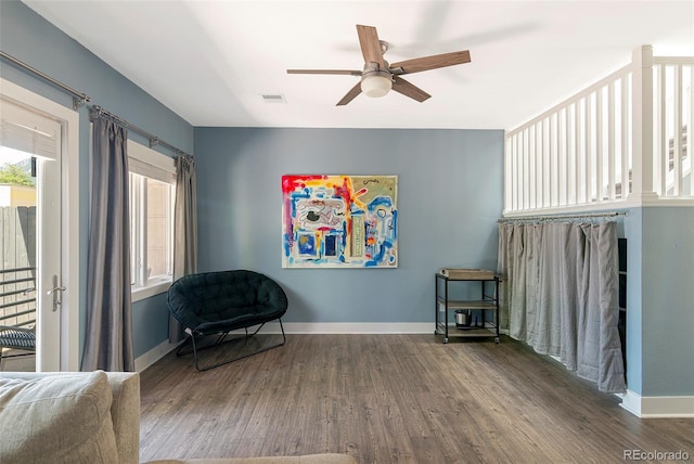 2800 Aurora Ave Unit 121, Boulder, CO 80303 - sitting room featuring wood finished floors and a ceiling fan
