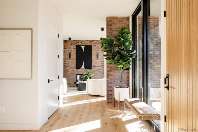 hallway featuring light wood-type flooring