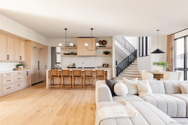 living room featuring light hardwood / wood-style floors