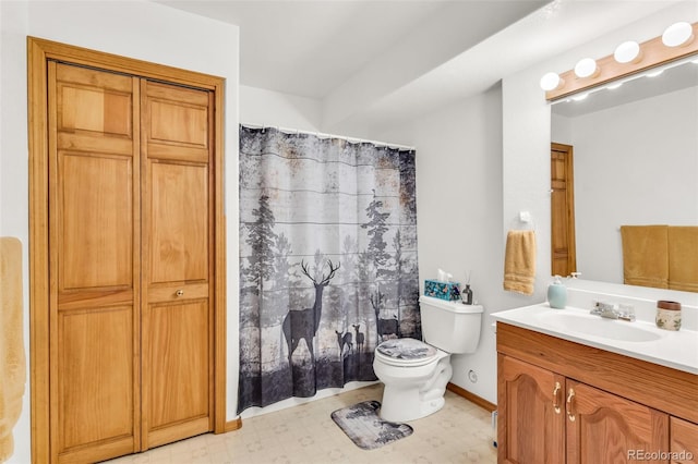 90 Riggs Rd, Westcliffe, CO 81252 - bathroom featuring vanity, tile patterned floors, and a shower with shower curtain