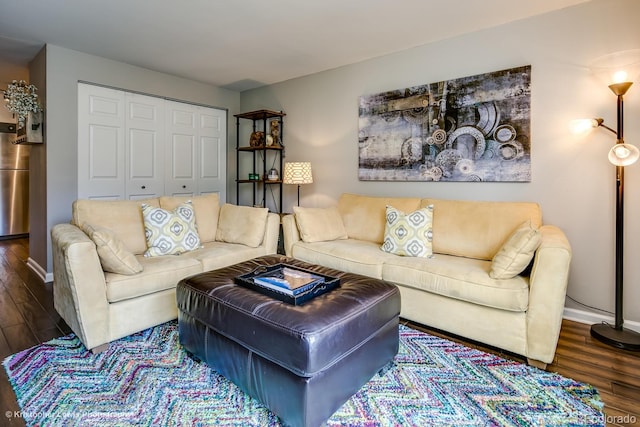 living room with hardwood / wood-style flooring