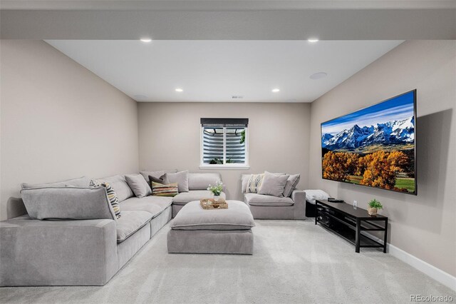 3059 Morningbird Ln, Castle Rock, CO 80109 - carpeted living area featuring baseboards and recessed lighting