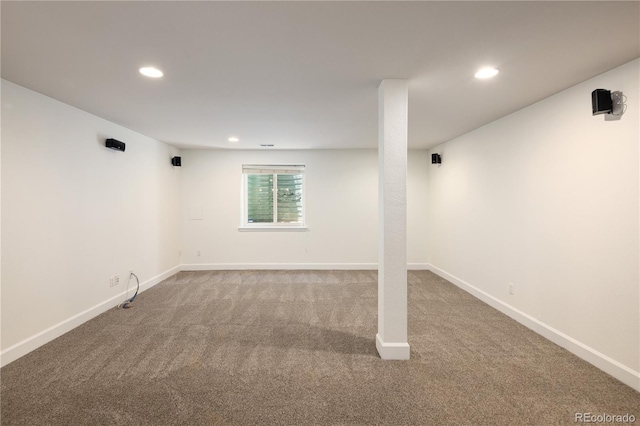10109 E 28th Ave, Denver, CO 80238 - basement with recessed lighting, carpet, and baseboards
