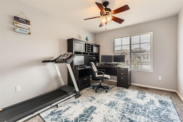 7360 S Old Hammer Way, Aurora, CO 80016 - office area featuring a ceiling fan and light colored carpet