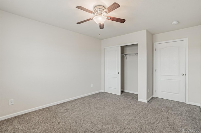 10272 Greenfield Cir, Parker, CO 80134 - unfurnished bedroom with carpet, baseboards, a closet, and ceiling fan