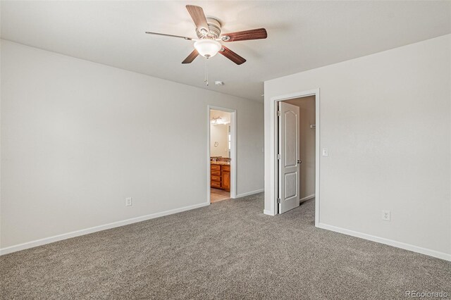 10272 Greenfield Cir, Parker, CO 80134 - spare room with light carpet, ceiling fan, and baseboards