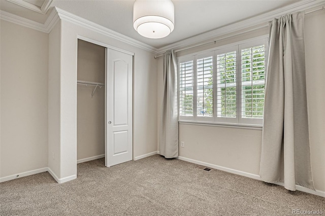 10272 Greenfield Cir, Parker, CO 80134 - unfurnished bedroom featuring ornamental molding, carpet, baseboards, and a closet