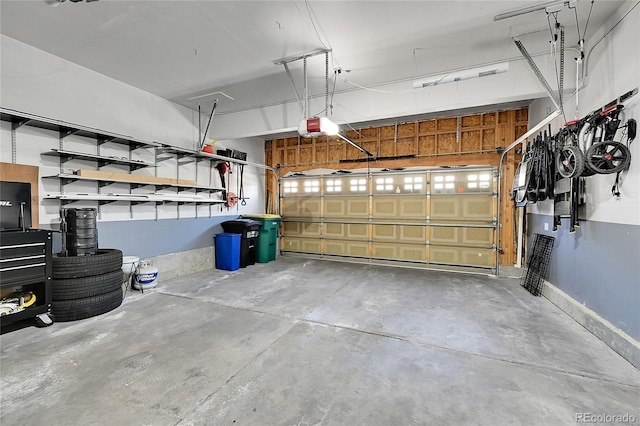 garage with a garage door opener