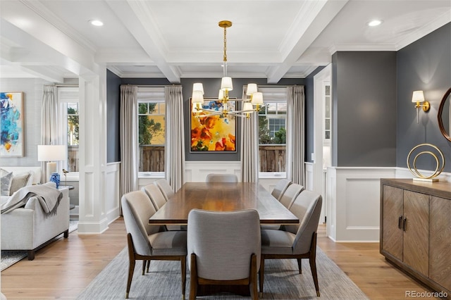 2130 S Milwaukee St, Denver, CO 80210 - dining room featuring an inviting chandelier, plenty of natural light, and beam ceiling