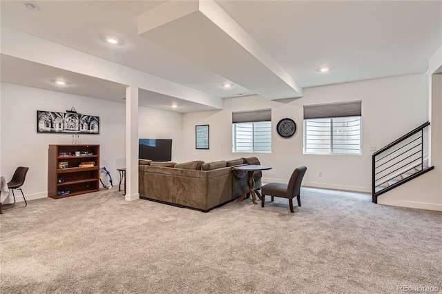 11253 Moondance Trl, Littleton, CO 80125 - living room featuring carpet flooring, baseboards, and recessed lighting