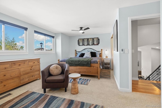 9494 Devonshire Pl, Highlands Ranch, CO 80126 - bedroom with light colored carpet, baseboards, and ceiling fan