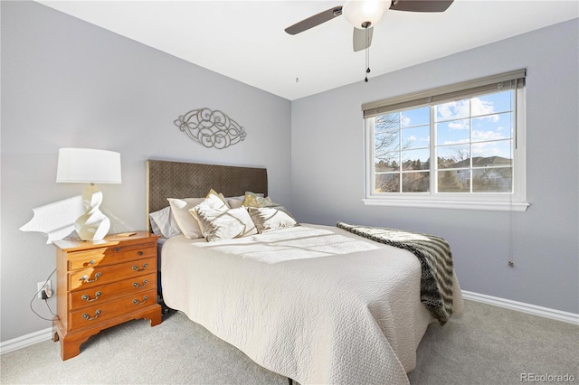 bedroom with carpet floors and ceiling fan